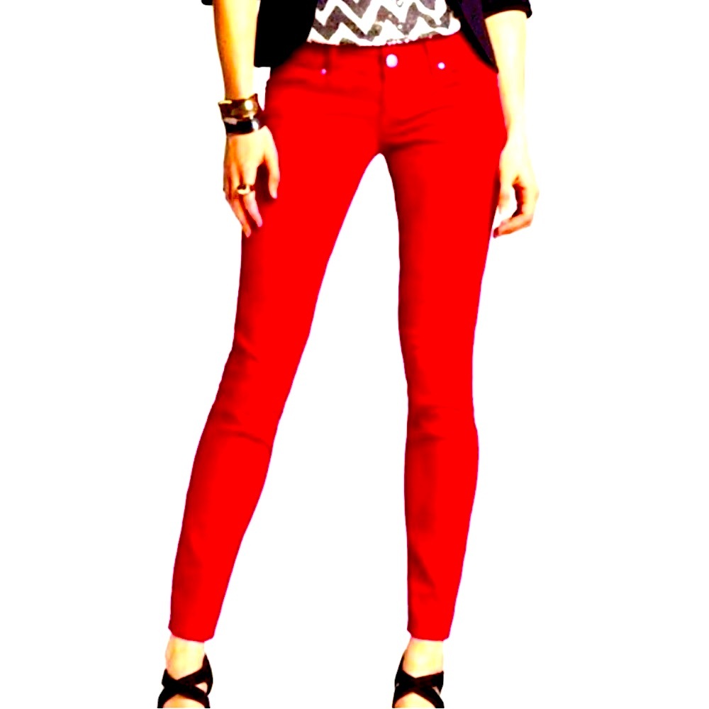 Express Red Zelda Ultra Low Rise Slim Fit Jean Leggings